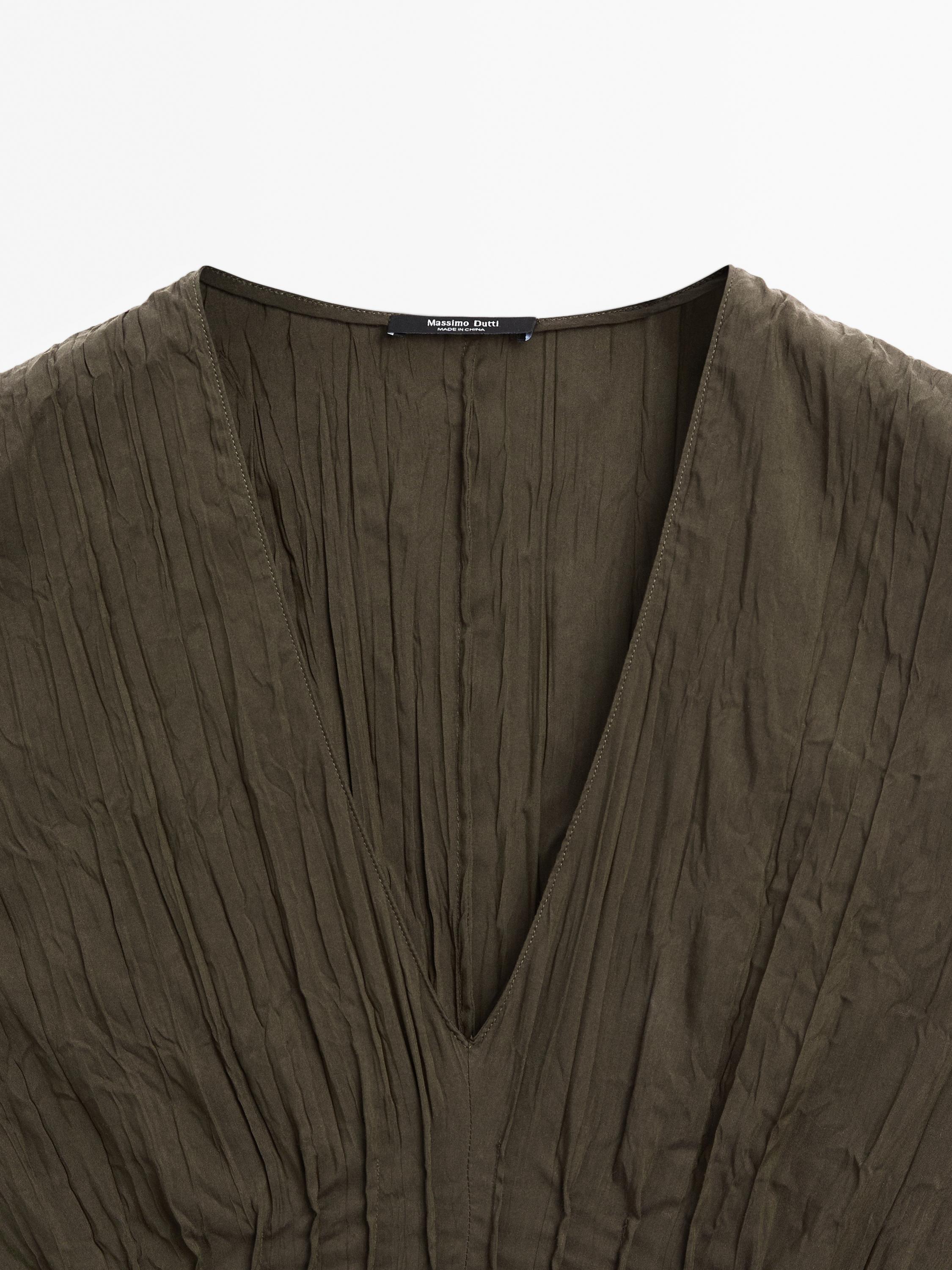 Robe longue plissée effet froissé